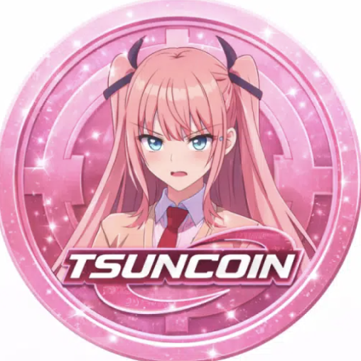 TSUNCOIN logo featuring a pink-haired anime tsundere character