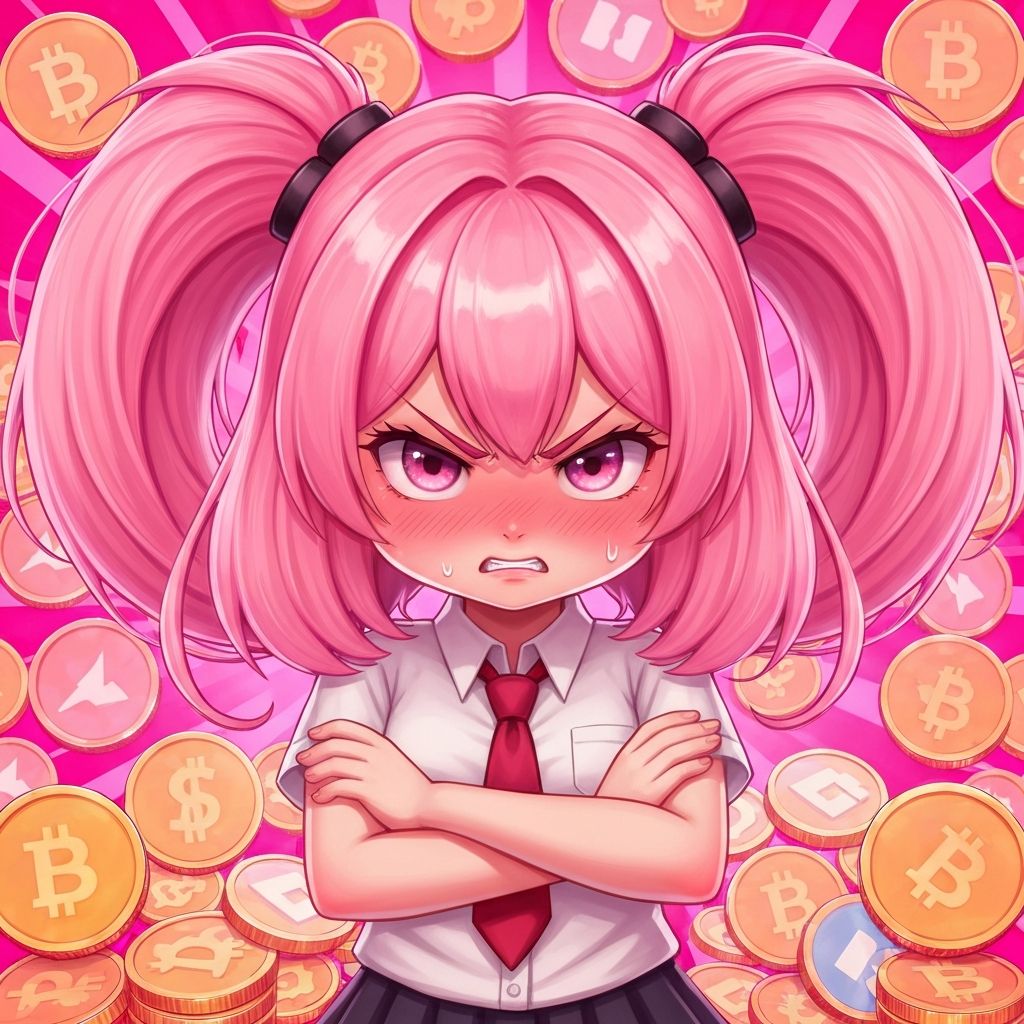 Tsundere anime girl with an angry blushing expression